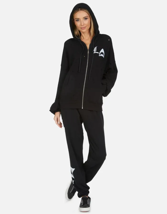 Women039s Aisha LA Star Shark Black Lauren Moshi Hoodies