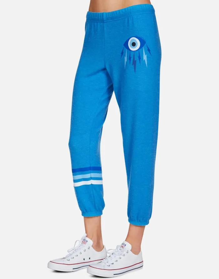 Women039s Alana Electric Evil Eye Sky Blue Lauren Moshi Crop Sweatpants