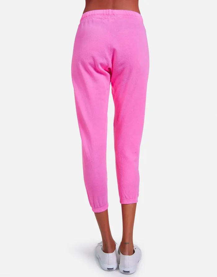 Women039s Alana X Pink Lightning Bolt Neon Pink Lauren Moshi Crop Sweatpants