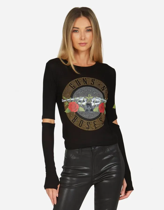 Women039s Amora Guns N039 Roses Black Lauren Moshi Long Sleeve