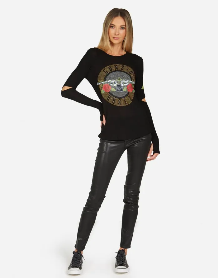 Women039s Amora Guns N039 Roses Black Lauren Moshi Long Sleeve