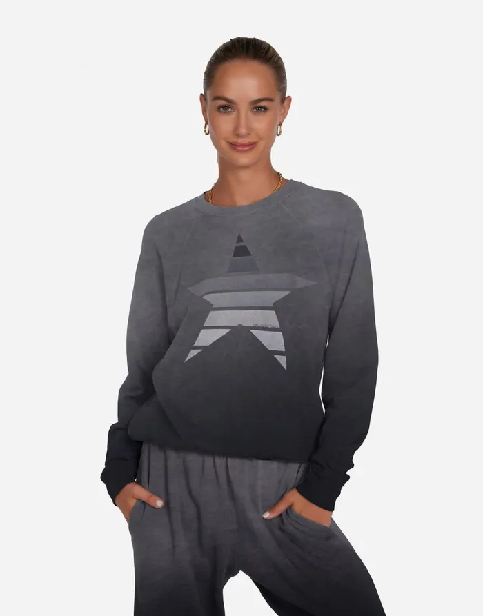 Women039s Anela Ombre Star Jet Black Ombre Lauren Moshi Long Sleeve