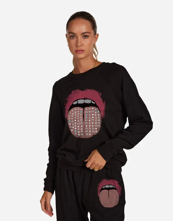 Women039s Anela Vintage Stud Tongue Black Lauren Moshi Long Sleeve