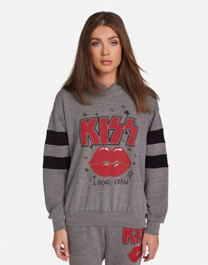 Women039s Breezy KISS Local Crew Heather Greyblack Lauren Moshi Hoodies