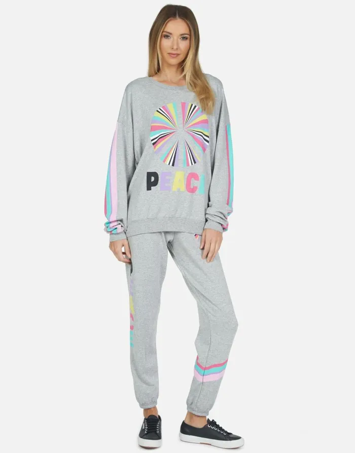 Women039s Brynn Rainbow Ray Peace Heather Grey Lauren Moshi Long Sweatpants