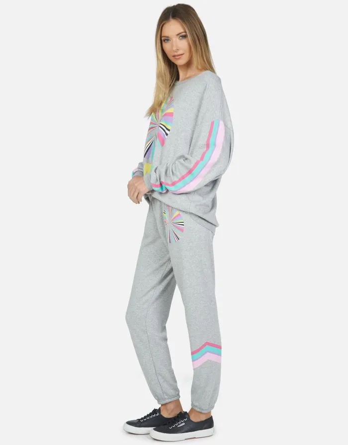 Women039s Brynn Rainbow Ray Peace Heather Grey Lauren Moshi Long Sweatpants