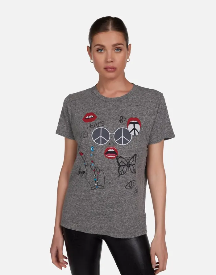 Women039s Capri Peace Elements Heather Grey Lauren Moshi Short Sleeve