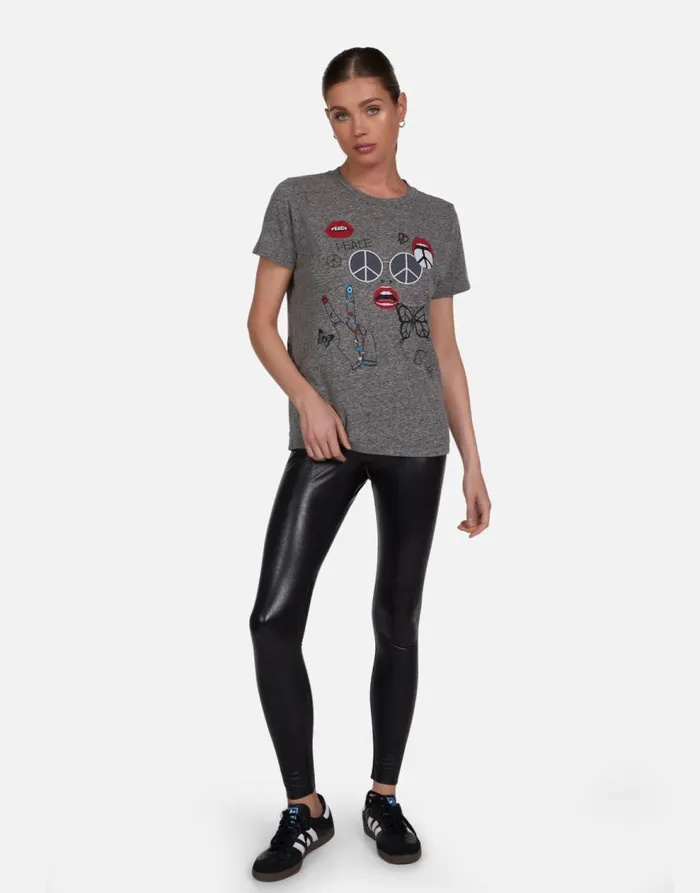 Women039s Capri Peace Elements Heather Grey Lauren Moshi Short Sleeve