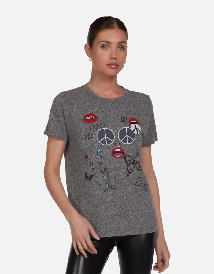Women039s Capri Peace Elements Heather Grey Lauren Moshi Short Sleeve
