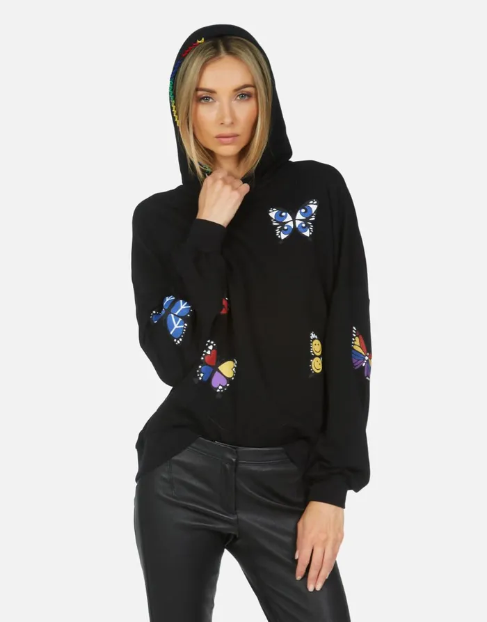 Women039s Clarissa Butterfly Black Lauren Moshi Hoodies