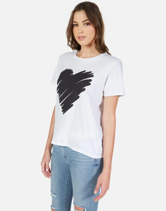 Women039s Croft Scribble Heart White Lauren Moshi Short Sleeve