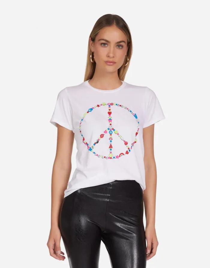 Women039s Croft X Charm Peace Sign White Lauren Moshi Short Sleeve