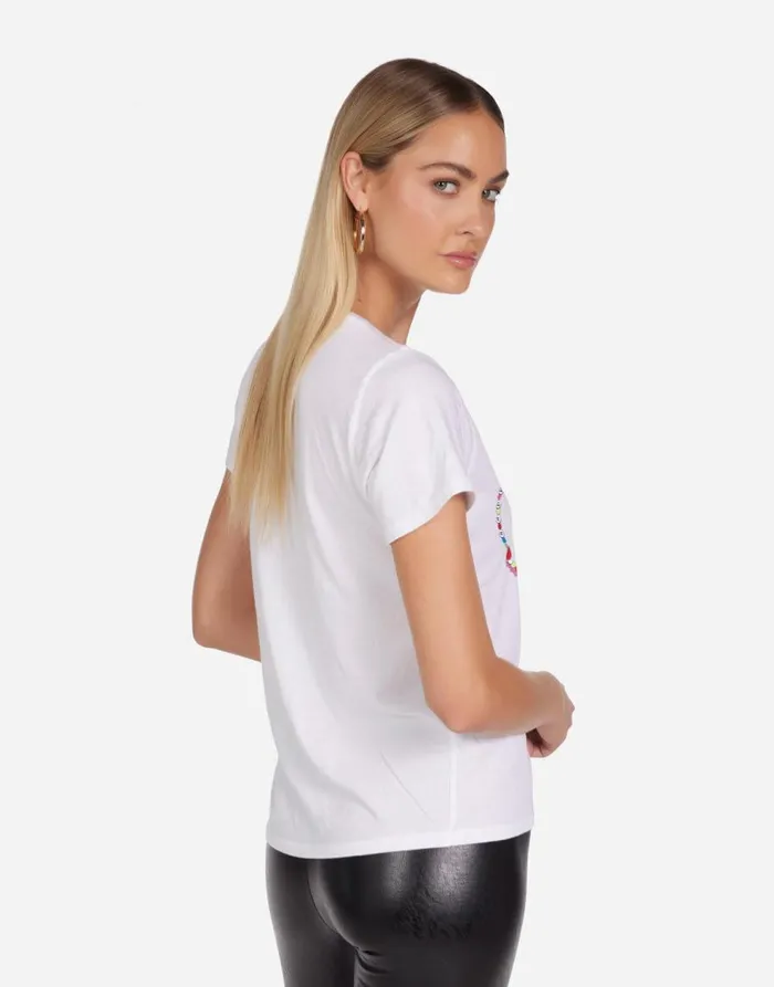 Women039s Croft X Charm Peace Sign White Lauren Moshi Short Sleeve