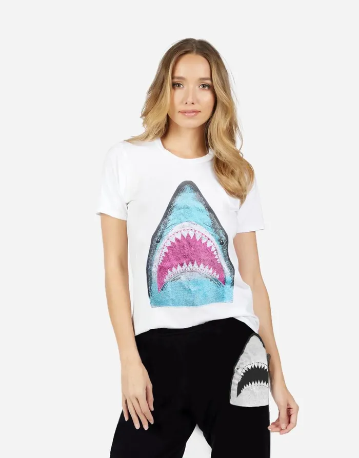 Women039s Croft X Crystal Shark White Lauren Moshi Short Sleeve