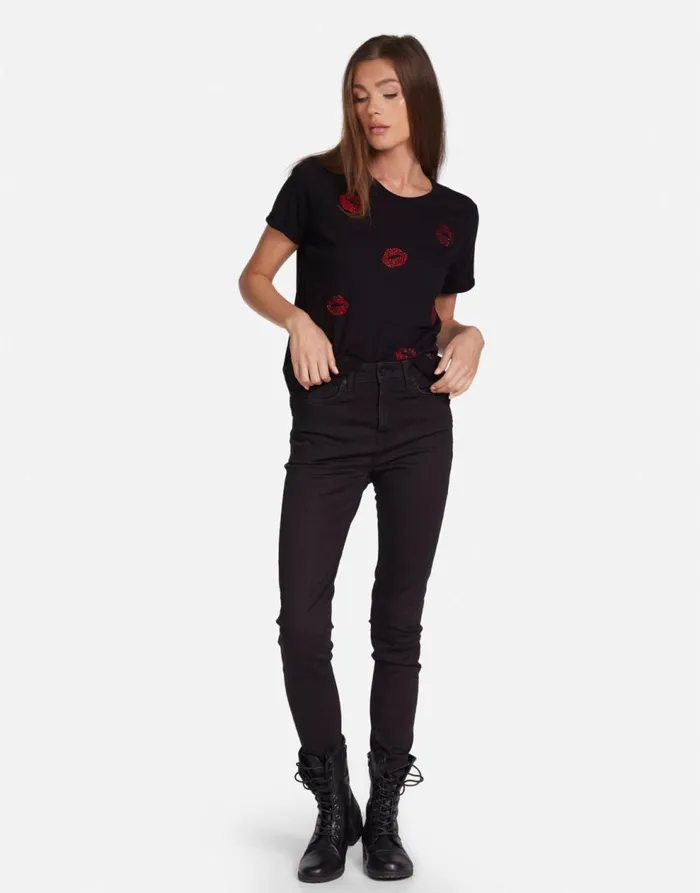 Women039s Edda Crystal Kisses Black Lauren Moshi Short Sleeve