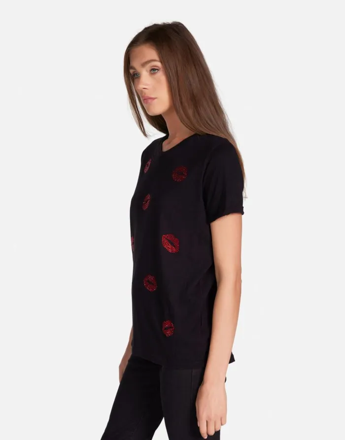 Women039s Edda Crystal Kisses Black Lauren Moshi Short Sleeve