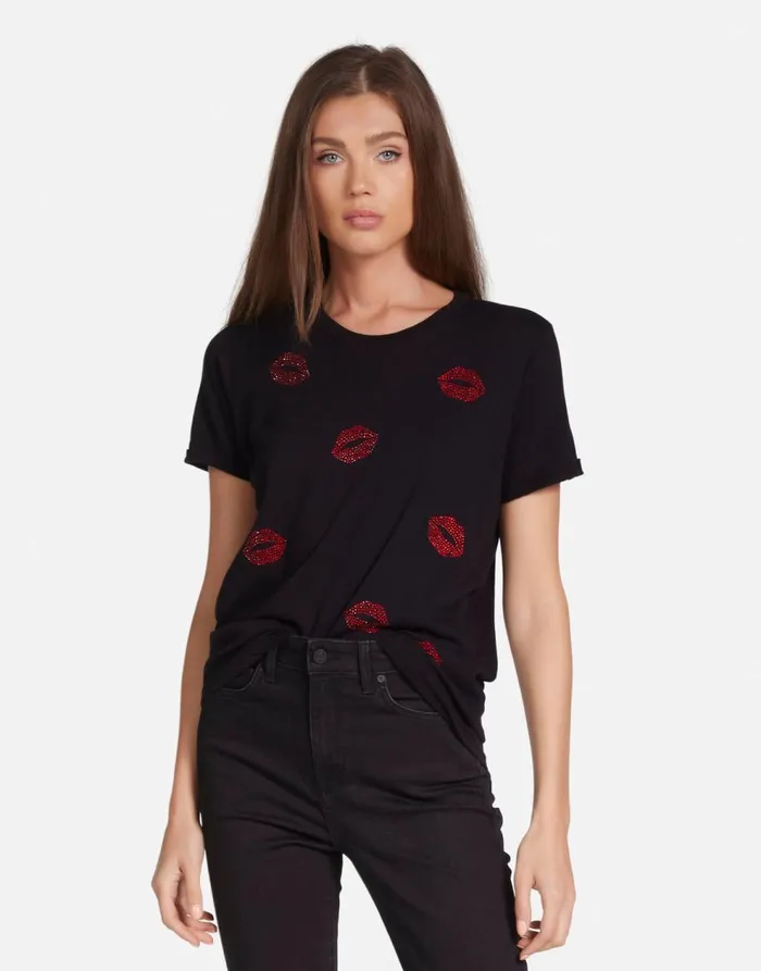 Women039s Edda Crystal Kisses Black Lauren Moshi Short Sleeve