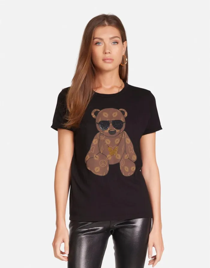 Women039s Edda Designer Bear Black Lauren Moshi Short Sleeve
