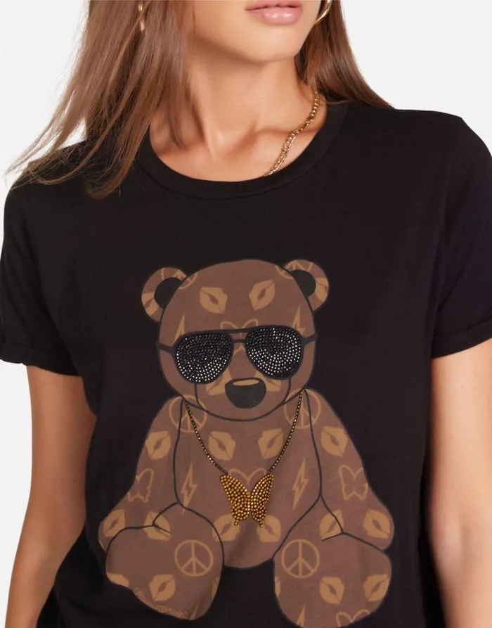 Women039s Edda Designer Bear Black Lauren Moshi Short Sleeve