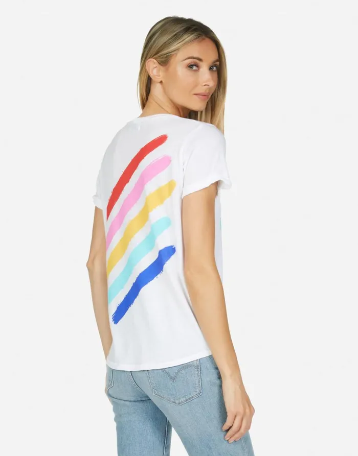 Women039s Edda Painted Evil Eye White Lauren Moshi Short Sleeve
