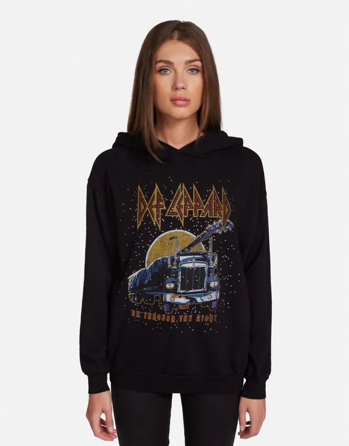 Women039s Harmony Def Leppard Truck W Crystals Black Lauren Moshi Hoodies