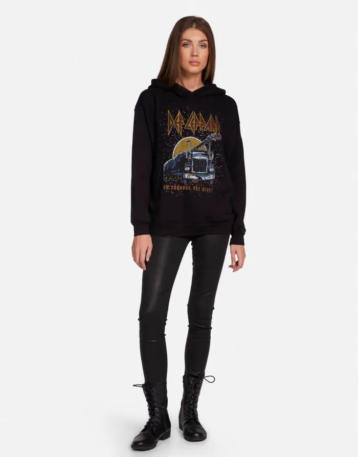 Women039s Harmony Def Leppard Truck W Crystals Black Lauren Moshi Hoodies