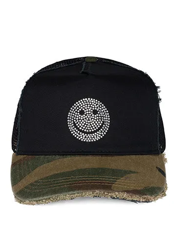 Women039s Jilly Crystal Smiley Black Camo Lauren Moshi Hats