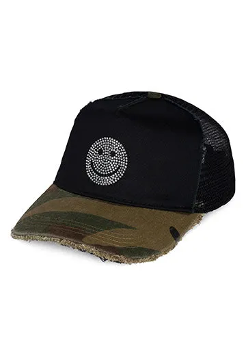 Women039s Jilly Crystal Smiley Black Camo Lauren Moshi Hats