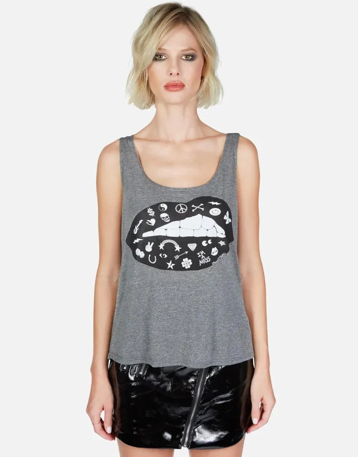 Women039s Julianna Elements Lip Heather Grey Lauren Moshi Tanks