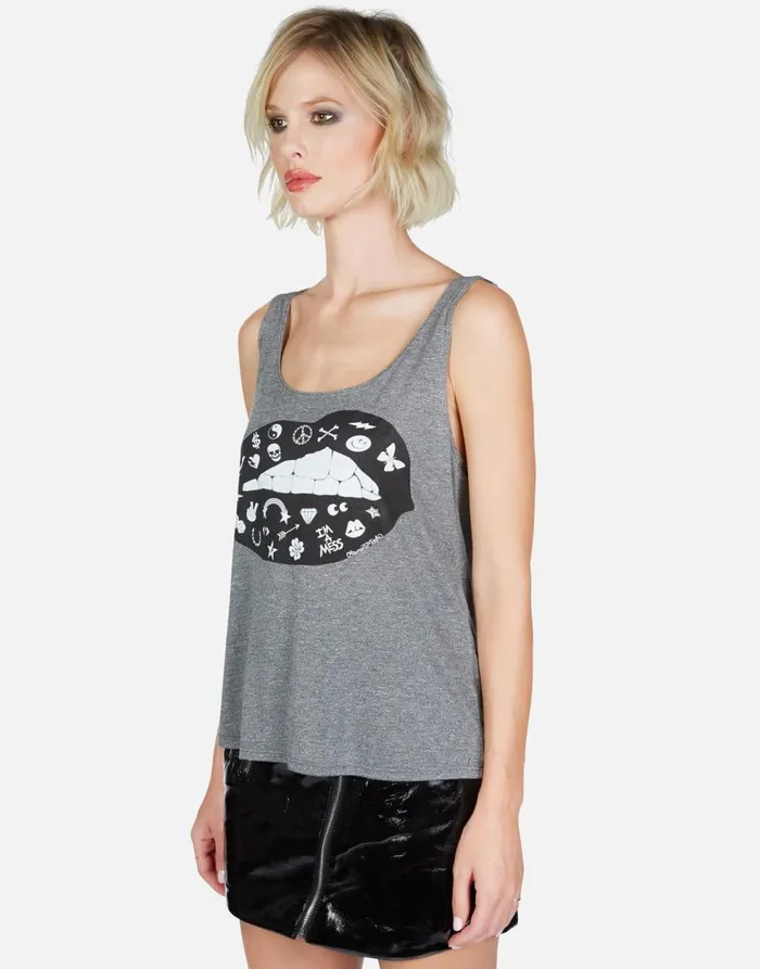 Women039s Julianna Elements Lip Heather Grey Lauren Moshi Tanks