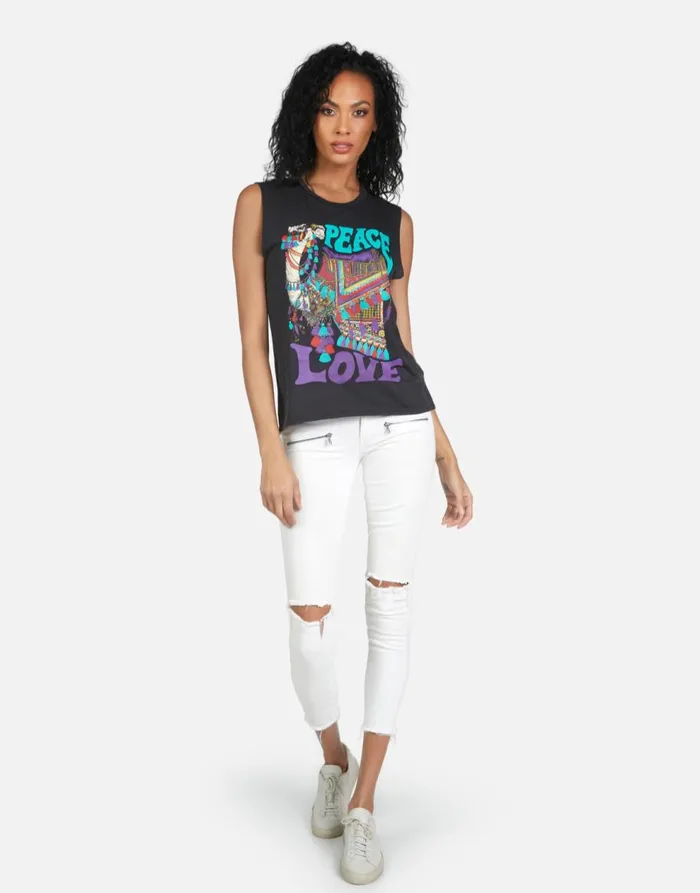 Women039s Kel Peace Love Camel Onyx Lauren Moshi Tanks