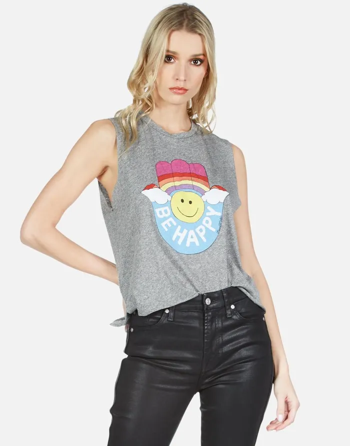 Women039s Kinzington Happy Hamsa Heather Grey Lauren Moshi Tanks