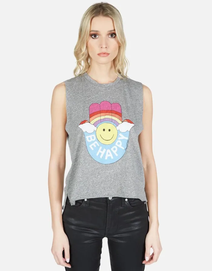 Women039s Kinzington Happy Hamsa Heather Grey Lauren Moshi Tanks