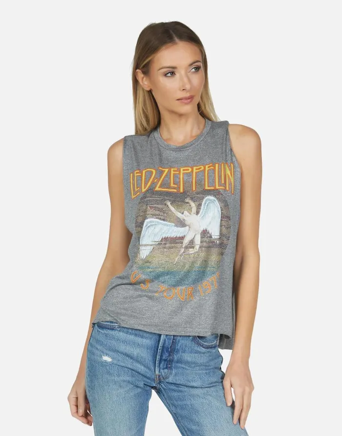 Women039s Kinzington Led Zeppelin Heather Grey Lauren Moshi Tanks