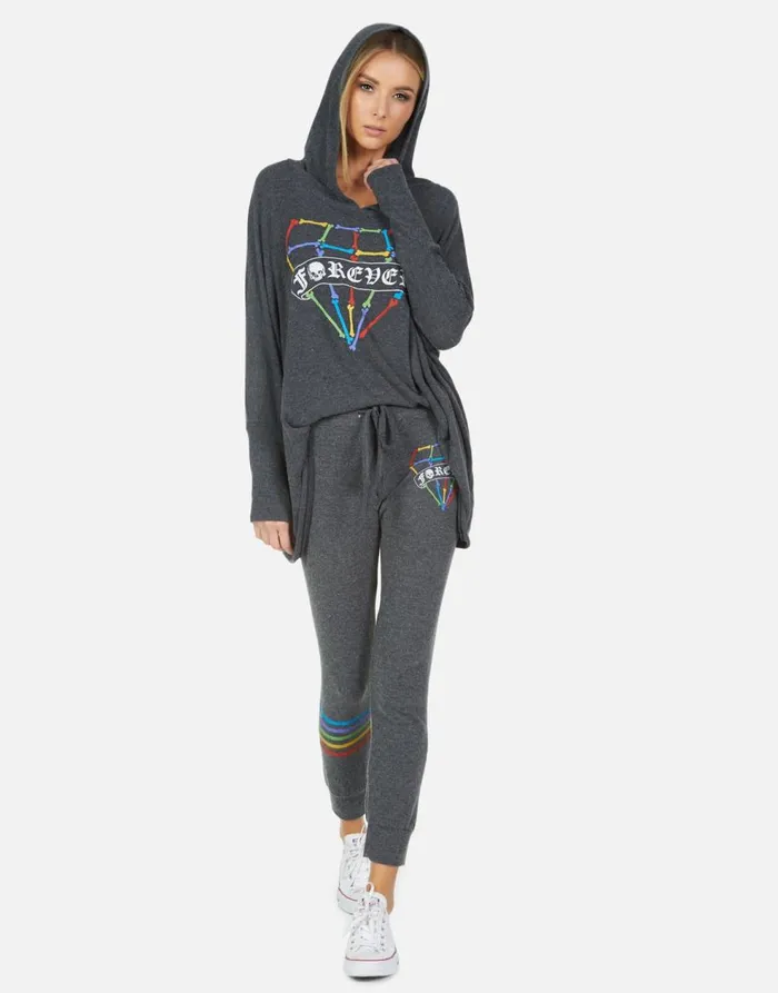 Women039s Kizzy Bone Diamond Heather Black Lauren Moshi Long Sweatpants