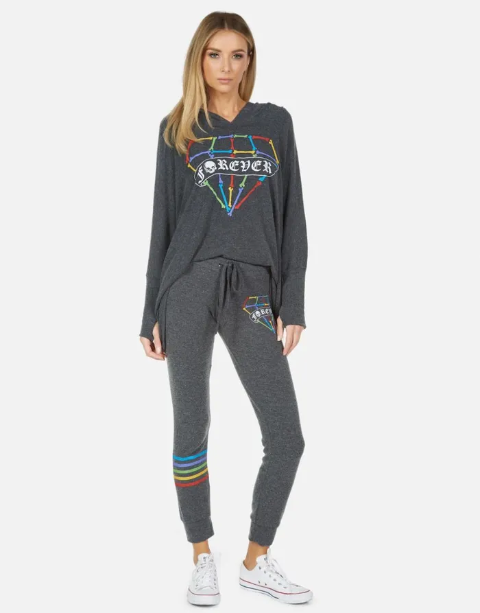 Women039s Kizzy Bone Diamond Heather Black Lauren Moshi Long Sweatpants
