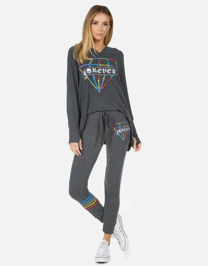 Women039s Kizzy Bone Diamond Heather Black Lauren Moshi Long Sweatpants