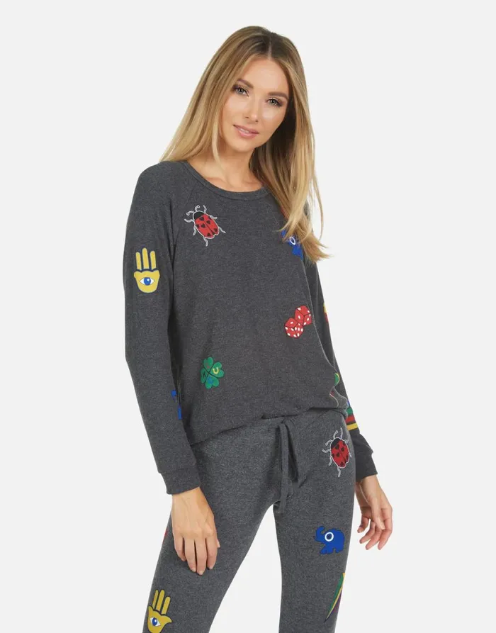 Women039s Kizzy Lucky Elements Heather Black Lauren Moshi Long Sweatpants