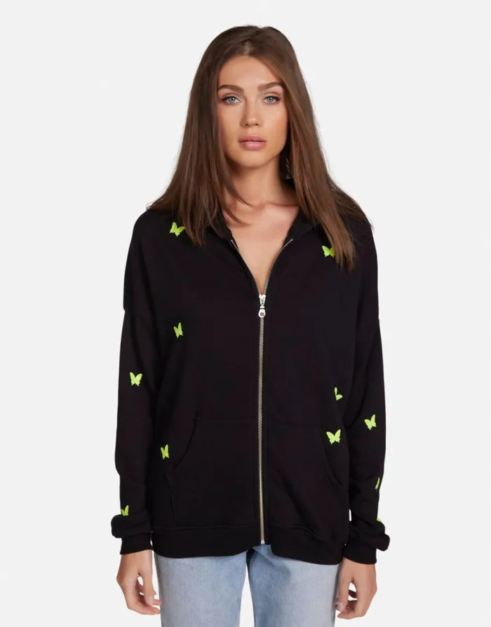 Women039s Koa Neon Peace Love Butterflies Black Lauren Moshi Hoodies