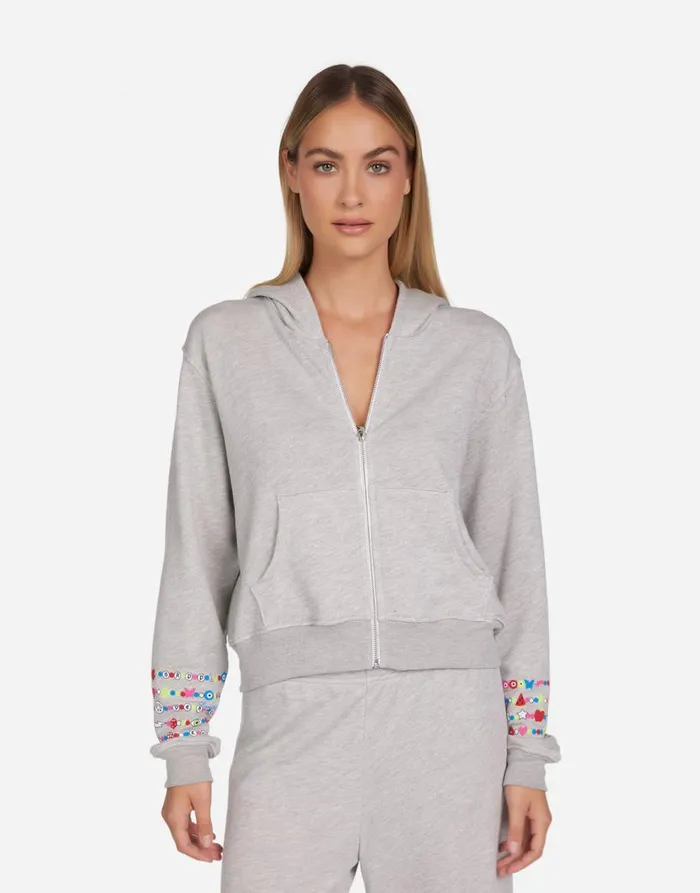 Women039s Lachelle Charm Peace Sign Heather Grey Lauren Moshi Hoodies