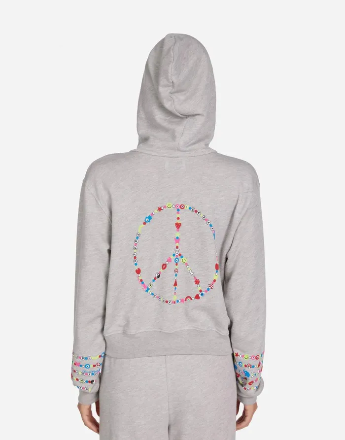 Women039s Lachelle Charm Peace Sign Heather Grey Lauren Moshi Hoodies