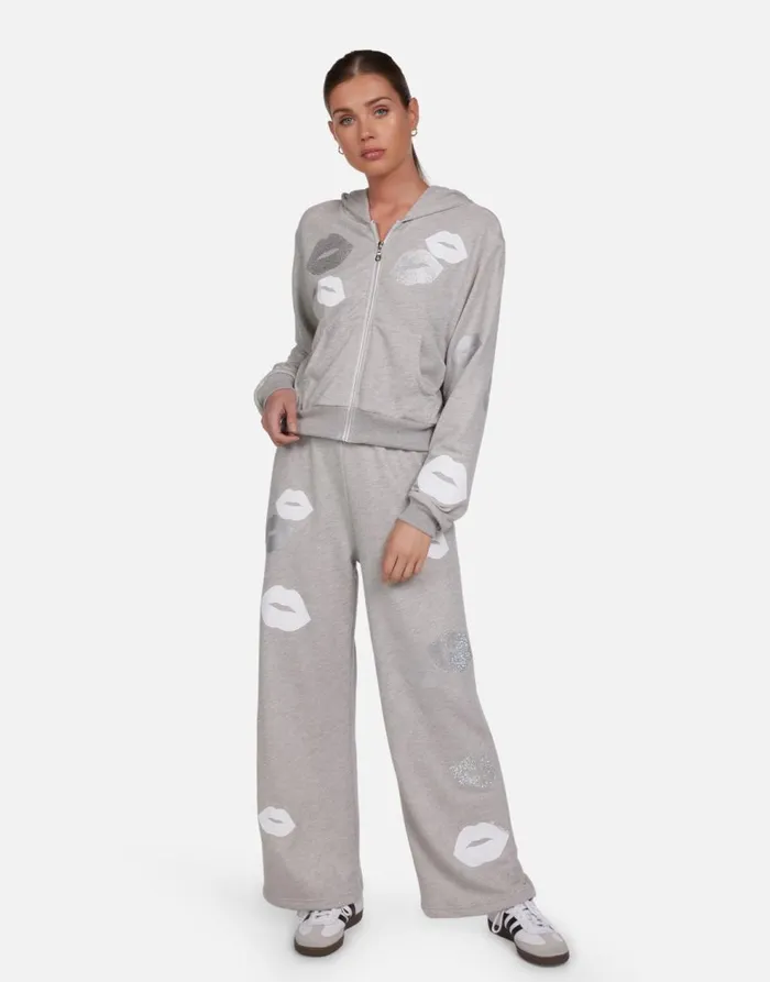 Women039s Lachelle Crystal Multi Lips Heather Grey Lauren Moshi Hoodies