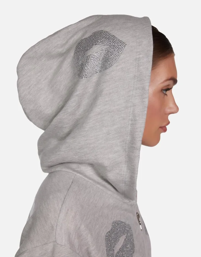 Women039s Lachelle Crystal Multi Lips Heather Grey Lauren Moshi Hoodies