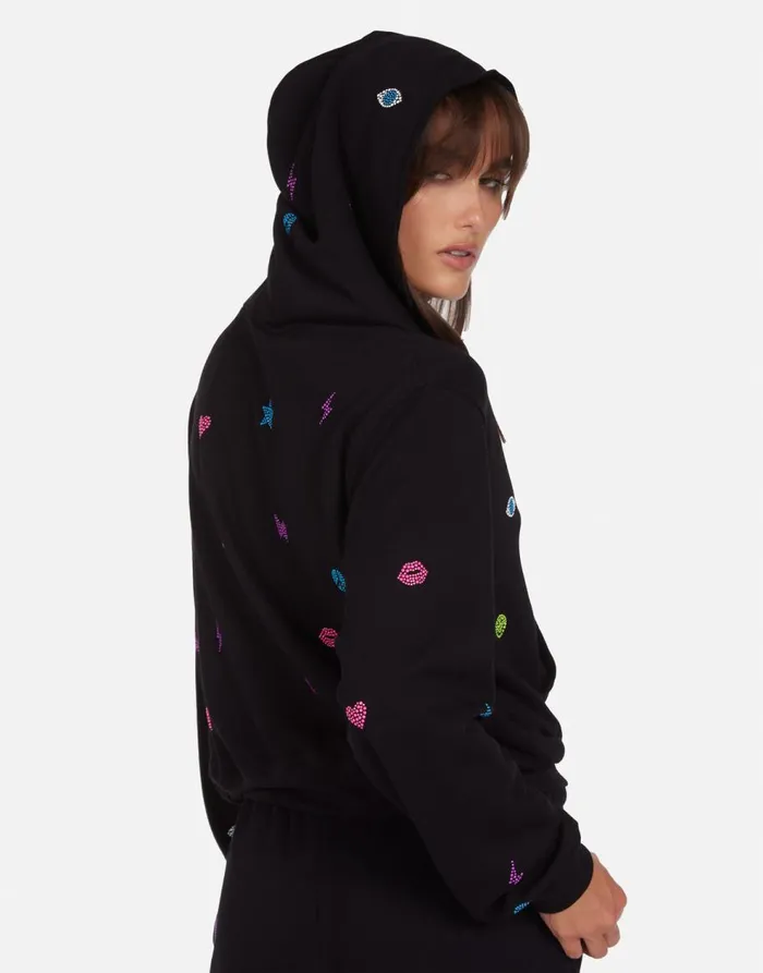 Women039s Lachelle Neon Stud Elements Black Lauren Moshi Hoodies