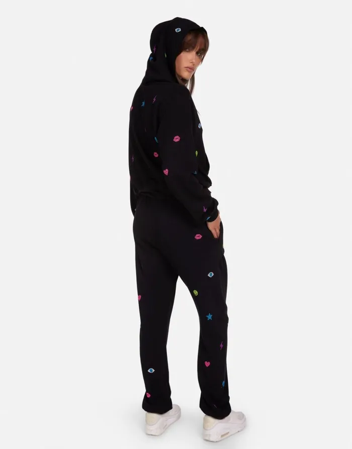 Women039s Lachelle Neon Stud Elements Black Lauren Moshi Hoodies
