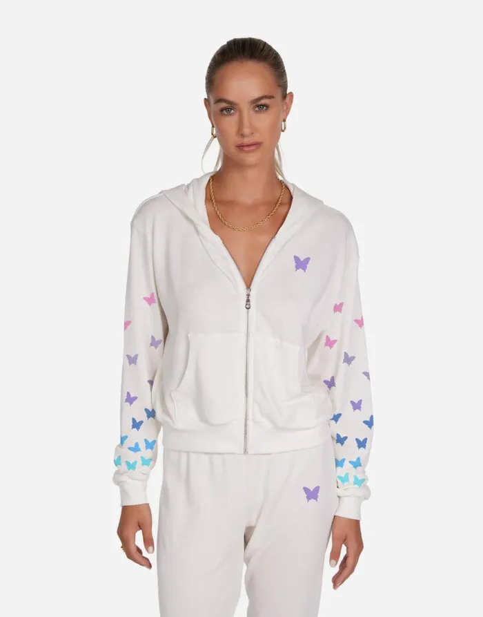 Women039s Lachelle Ombre Butterfly Happyface Milk Lauren Moshi Hoodies