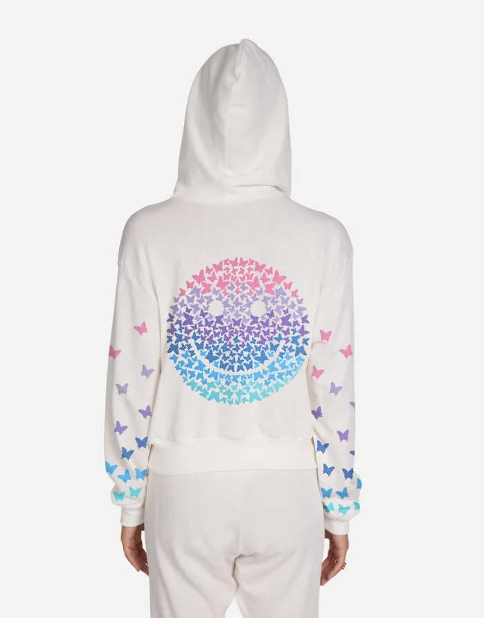 Women039s Lachelle Ombre Butterfly Happyface Milk Lauren Moshi Hoodies
