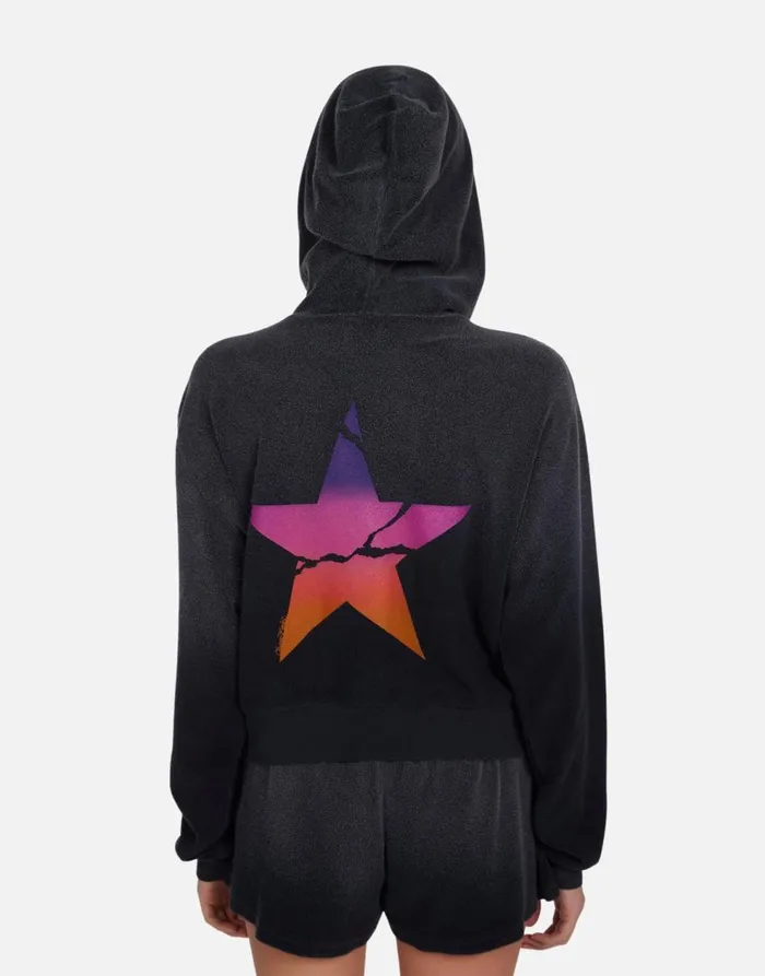 Women039s Lachelle Ombre Cracked Star Jet Black Ombre Lauren Moshi Hoodies