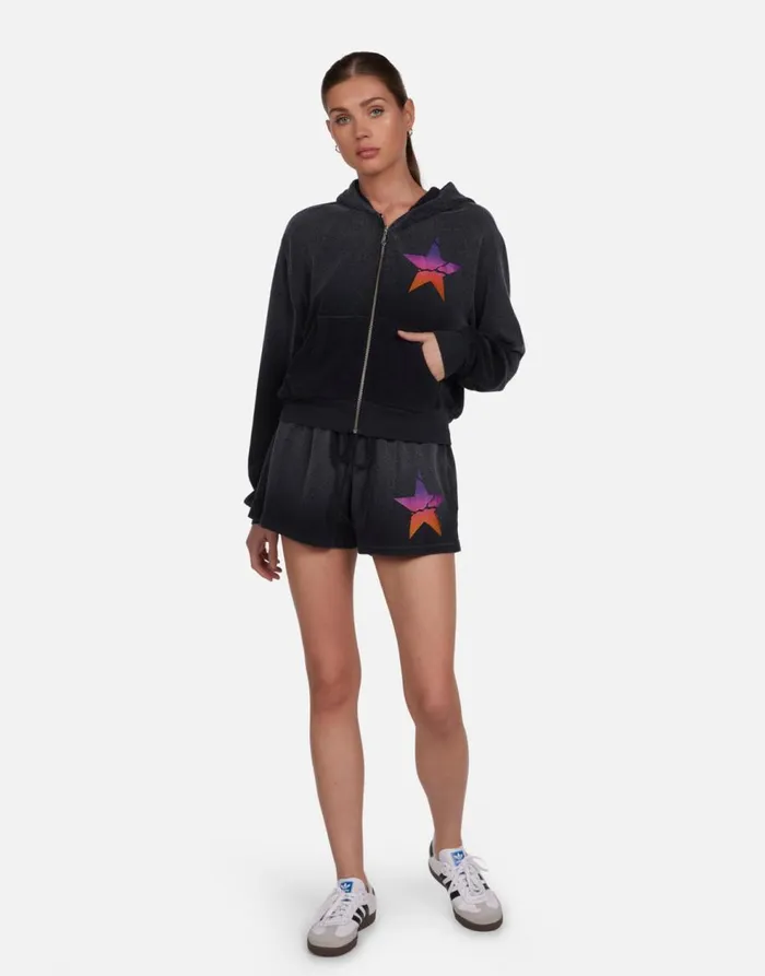 Women039s Lachelle Ombre Cracked Star Jet Black Ombre Lauren Moshi Hoodies