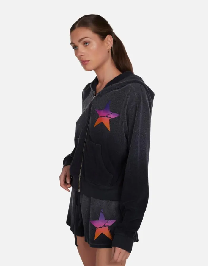 Women039s Lachelle Ombre Cracked Star Jet Black Ombre Lauren Moshi Hoodies